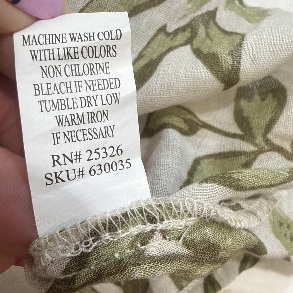 World Market Blouse Embroidered Green Floral 100% Cotton Women's Size L/XL New - Picture 10 of 15